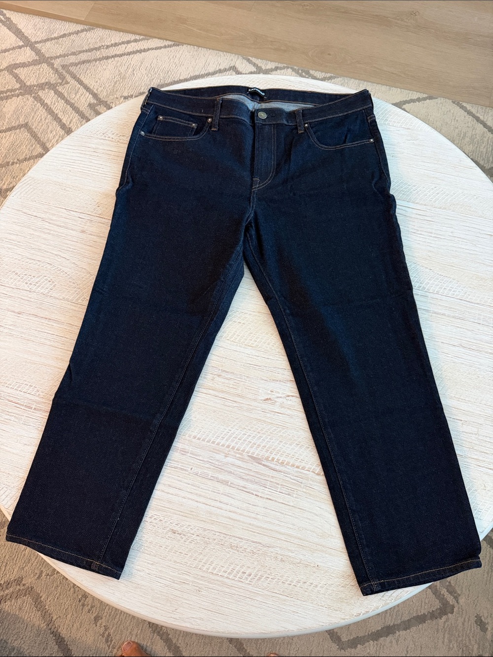 Express Men's Dark Blue Straight-Leg Jeans